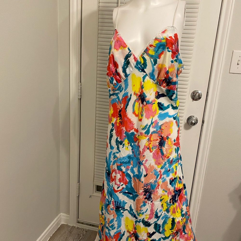 NWT Forever 21 Plus Strappy Summer Dress White with Bright Colored Pattern 0X